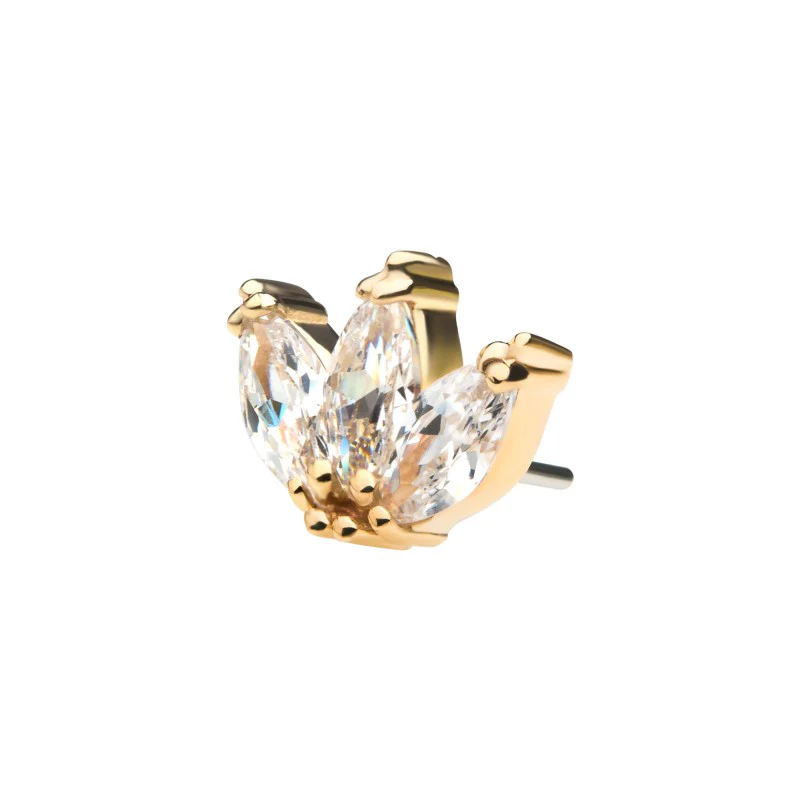 14k Yellow Gold Threadless 3-Prong Marquise - Image 2