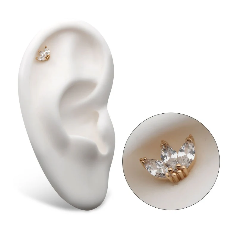 14k Yellow Gold Threadless 3-Prong Marquise - Image 3