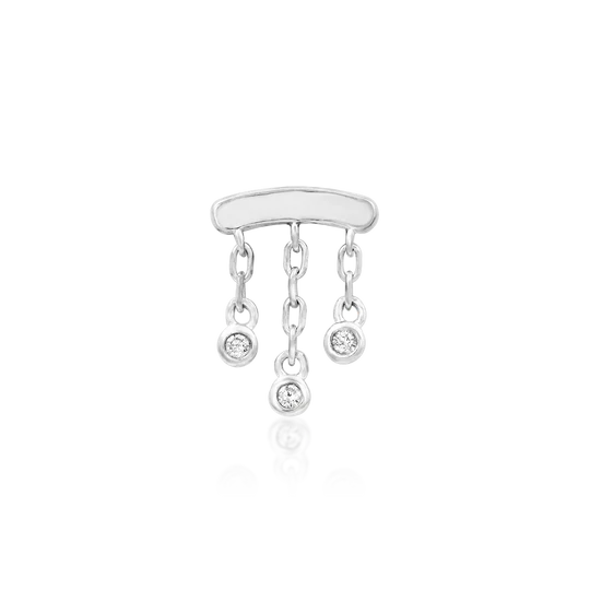 14k Gold Threadless Curve with 3 CZ Chains Top - Image 5