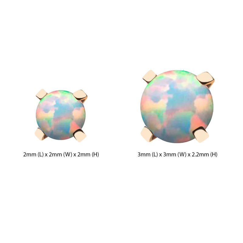 14k Gold Threadless 4-Prong White Opal Top - Image 2
