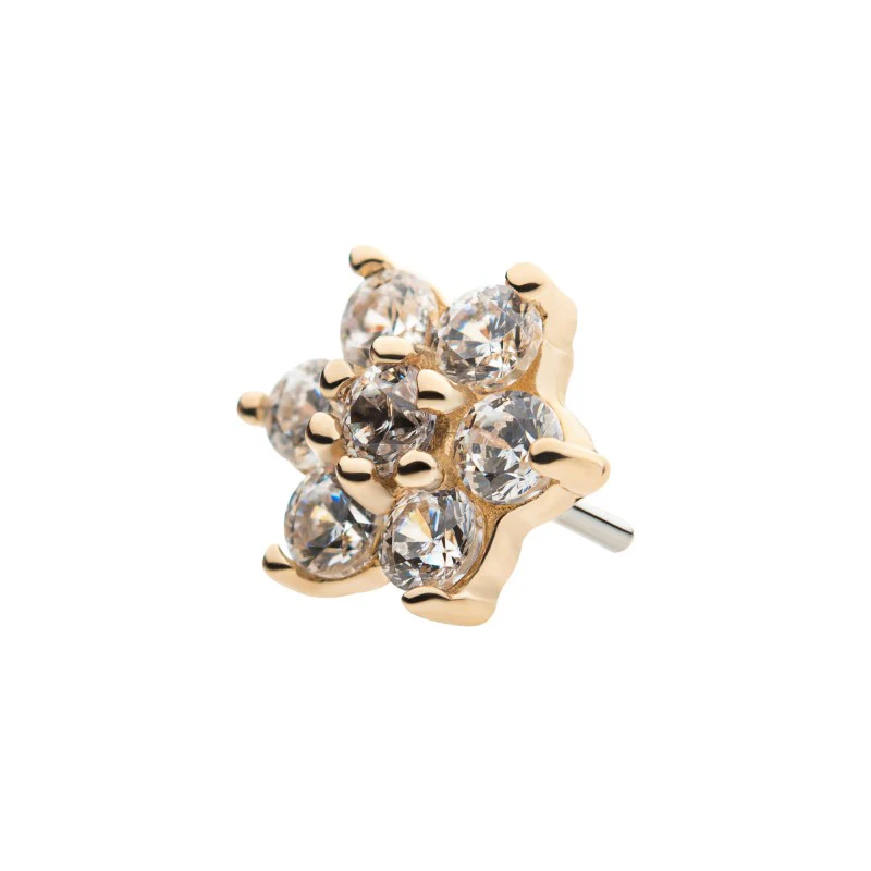 14k Threadless Yellow Gold 6-Prong Flower - Image 3