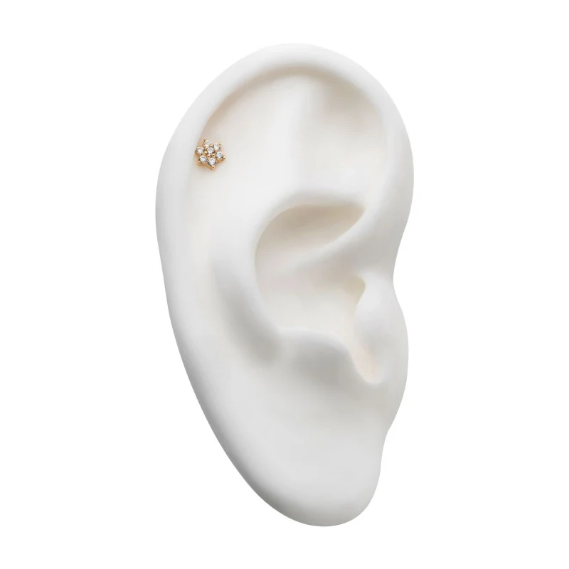 14k Threadless Yellow Gold 6-Prong Flower - Image 4