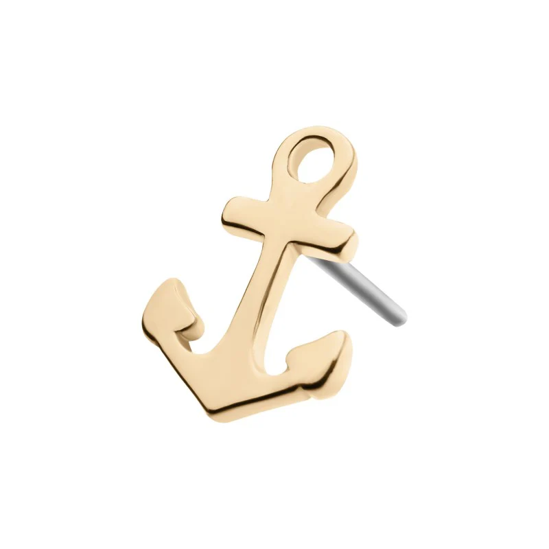14k Threadless Yellow Gold Anchor Top - Image 3
