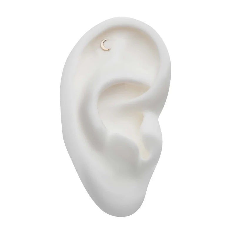 14kt Gold Threadless Crescent Moon - Image 3