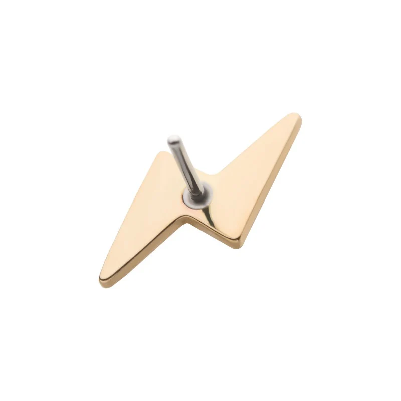 14k Threadless Yellow Gold Lightning Bolt V1 - Image 4