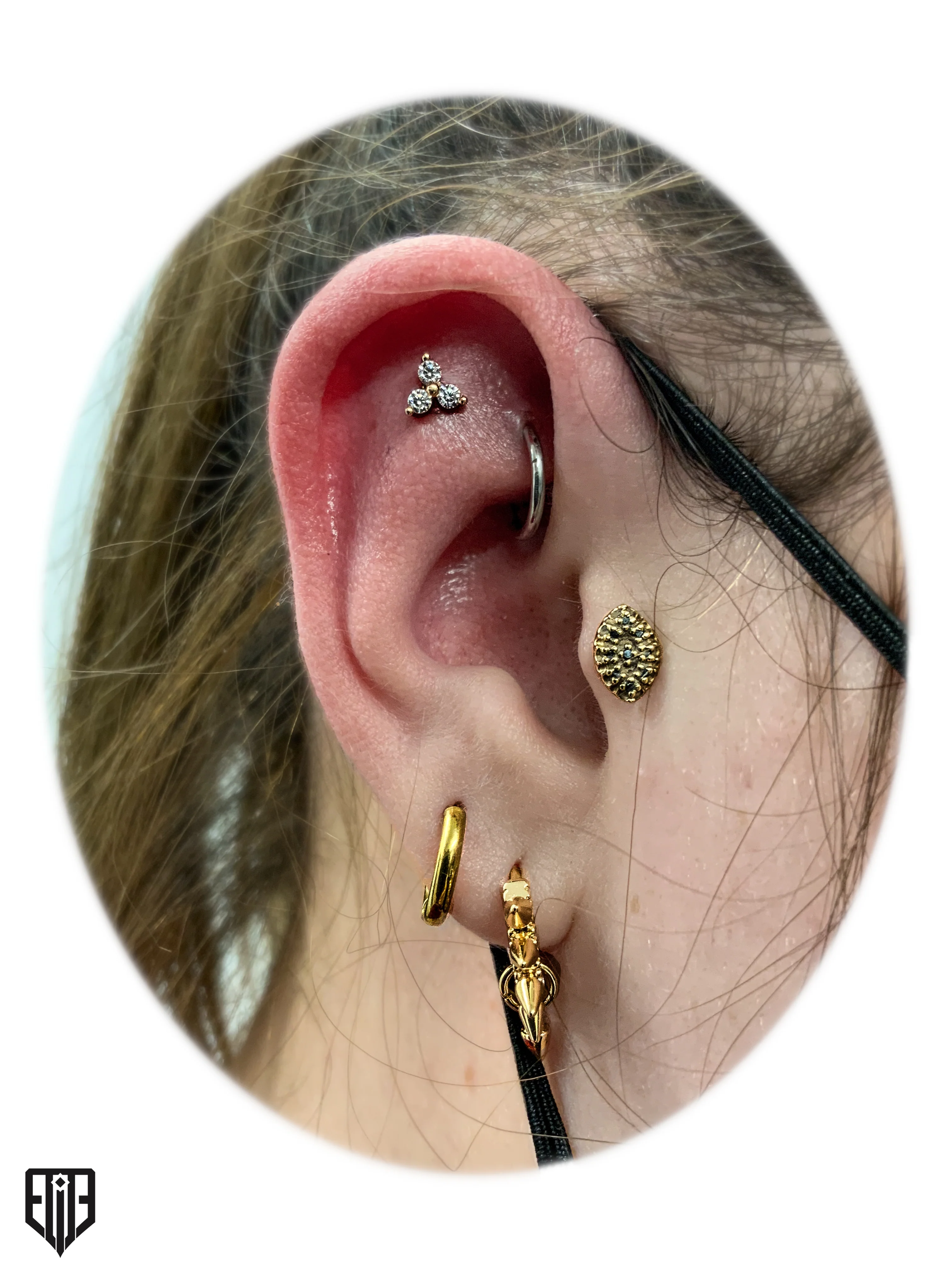 14k Gold Threadless Prong Set 2mm Round Gem Trinity Top - Image 2