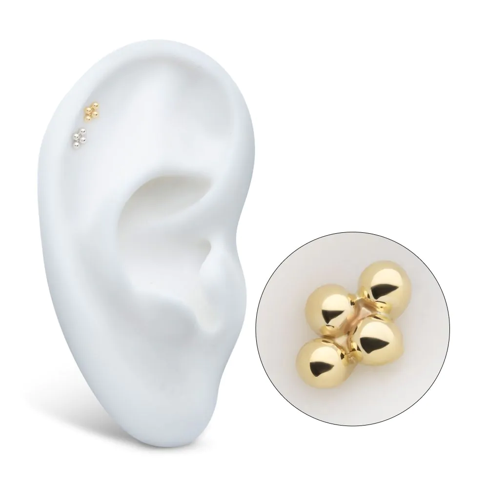 14Kt Gold Threadless 4-Bead Cluster Top - Image 2