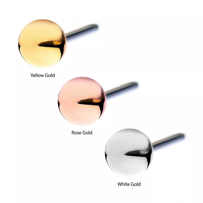 14Kt Gold Threadless Ball Top - Image 2