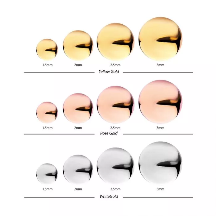 14Kt Gold Threadless Ball Top - Image 3
