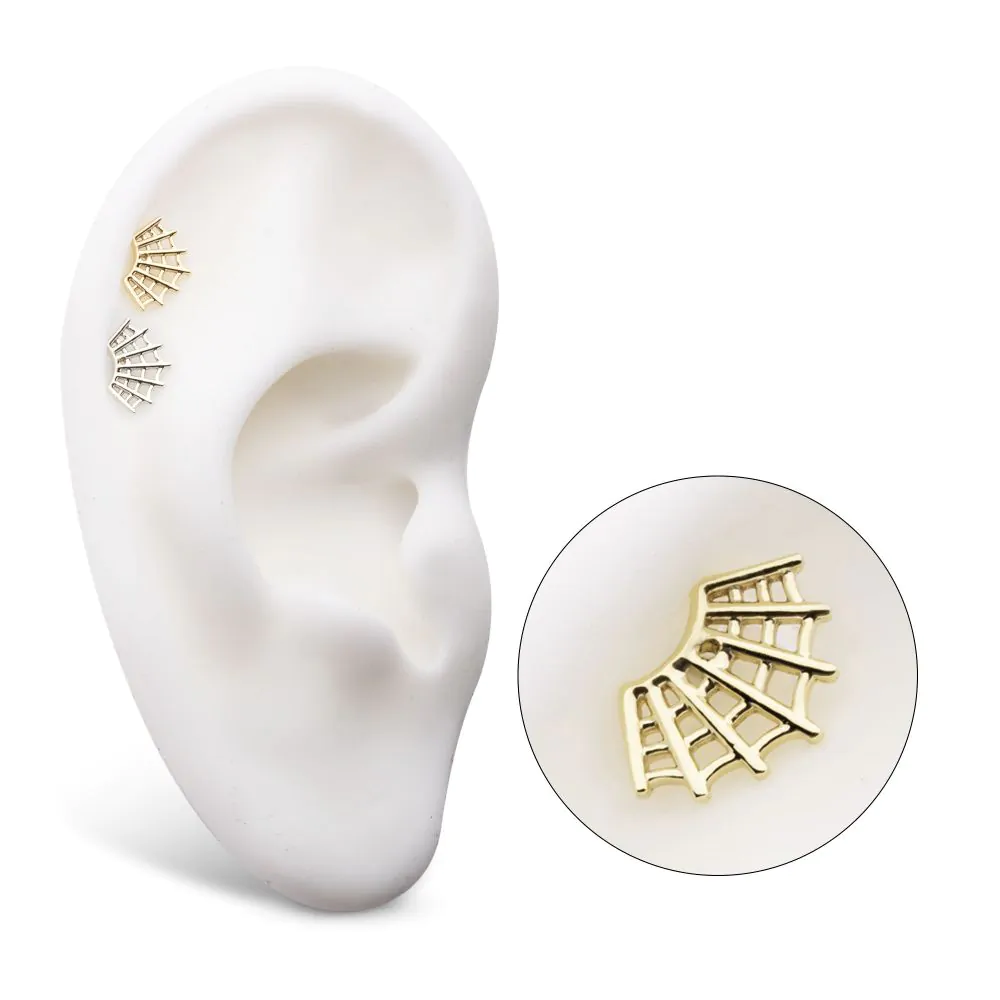 14Kt Gold Threadless Fan Shape Spiderweb Top - Image 2
