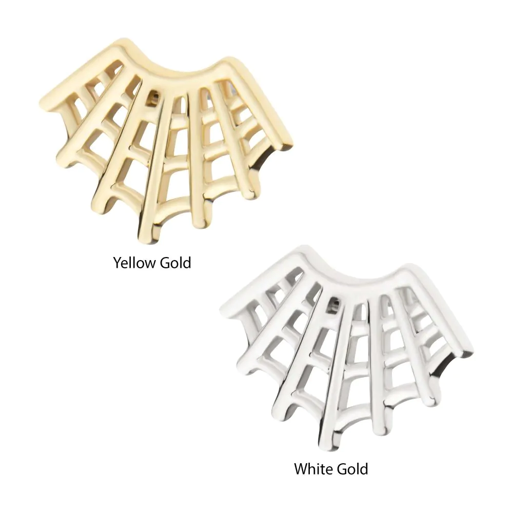 14Kt Gold Threadless Fan Shape Spiderweb Top - Image 3
