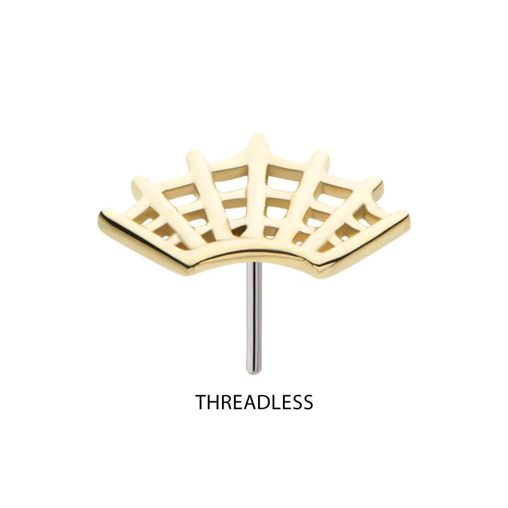 14Kt Gold Threadless Fan Shape Spiderweb Top - Image 4