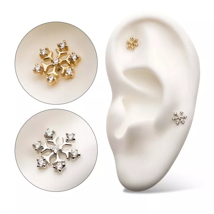 14kt Gold Threadless Gemmed Snowflake Top - Image 2