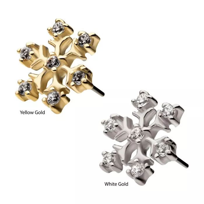 14kt Gold Threadless Gemmed Snowflake Top - Image 3