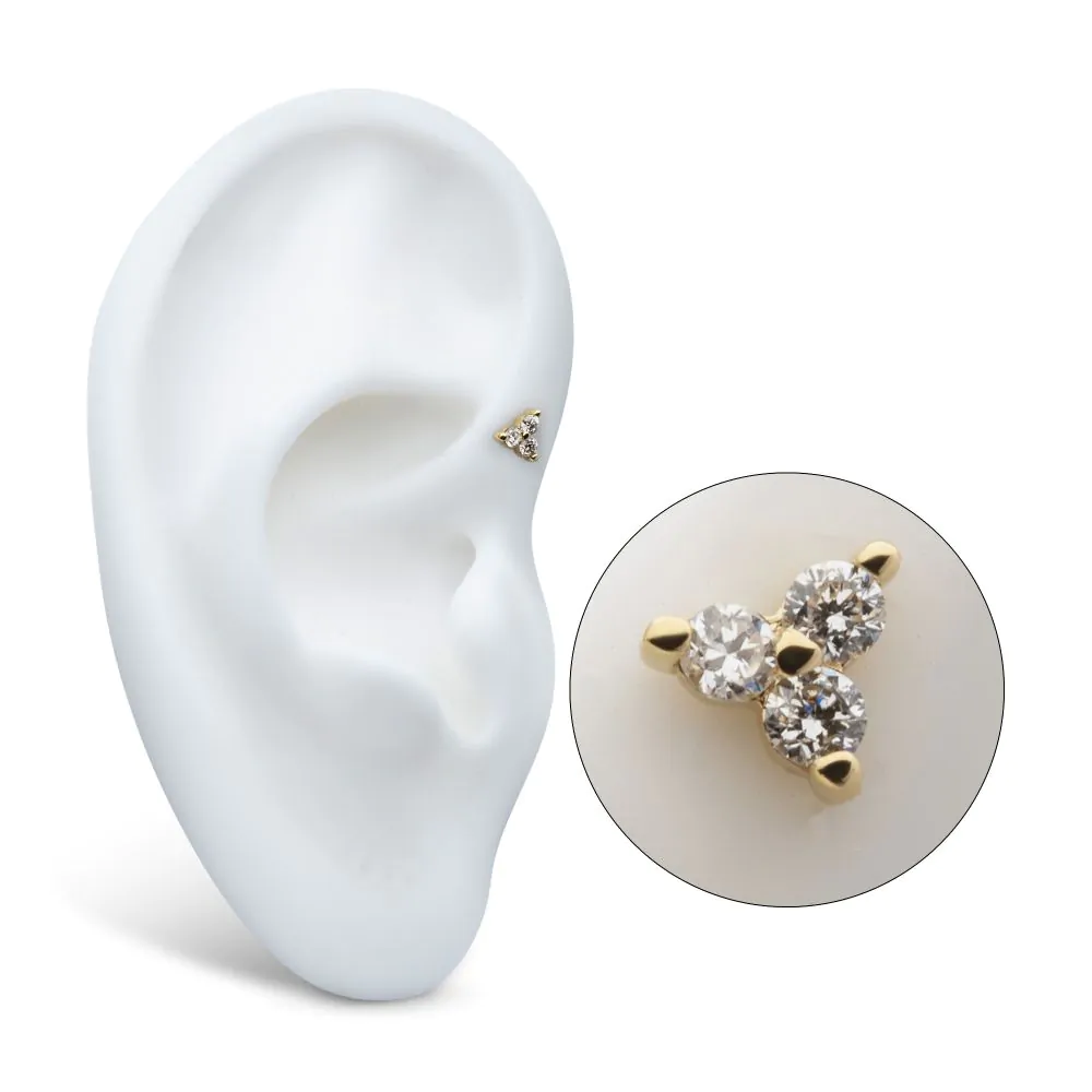 14Kt Gold Threadless Prong Set 1.5mm Round Gem Trinity Top - Image 2