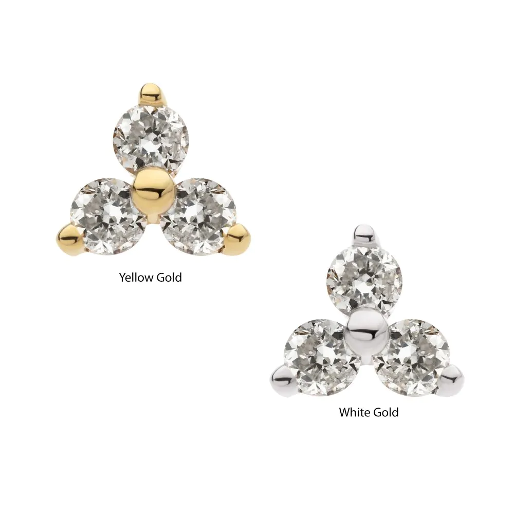 14Kt Gold Threadless Prong Set 1.5mm Round Gem Trinity Top - Image 3