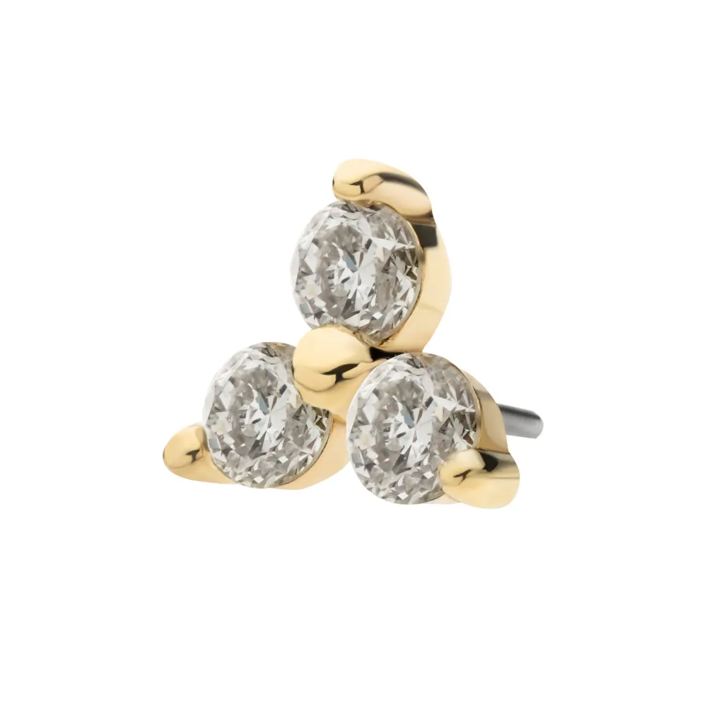 14Kt Gold Threadless Prong Set 1.5mm Round Gem Trinity Top - Image 4