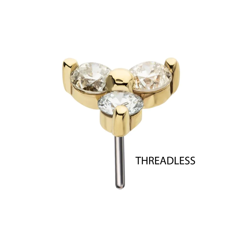14Kt Gold Threadless Prong Set 1.5mm Round Gem Trinity Top - Image 5