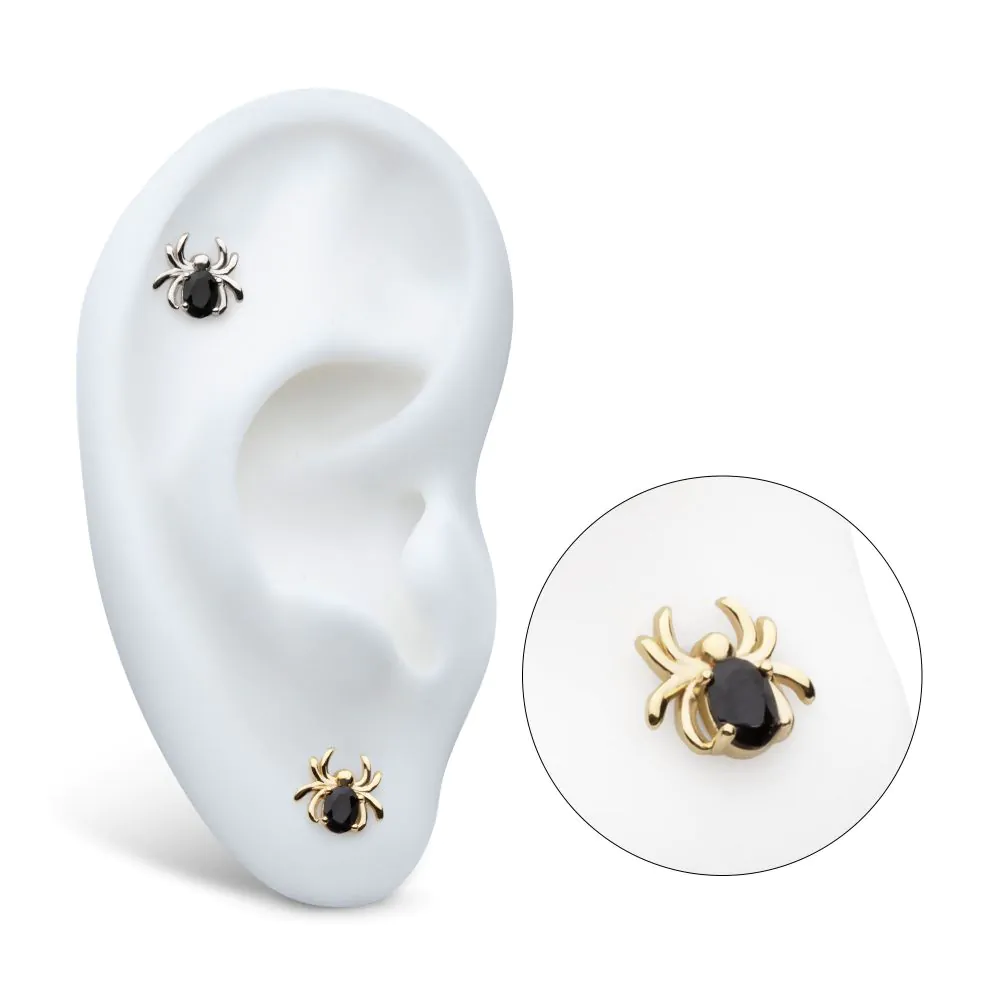 14Kt Gold Threadless Spider Top with Prong Set Oval Gem - Image 2