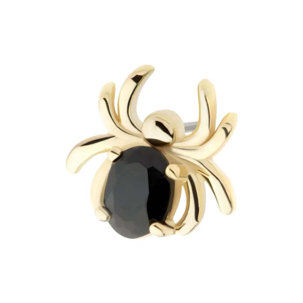 14Kt Gold Threadless Spider Top with Prong Set Oval Gem - Image 4