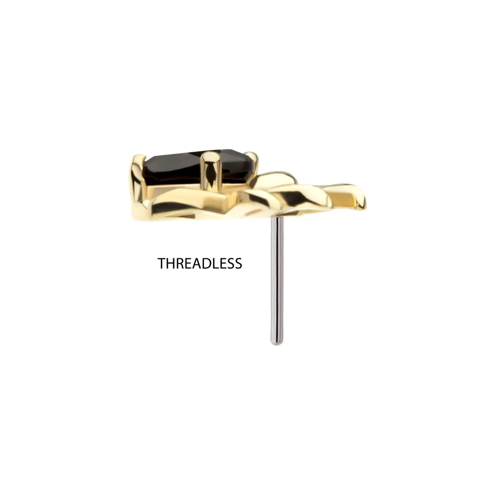 14Kt Gold Threadless Spider Top with Prong Set Oval Gem - Image 5