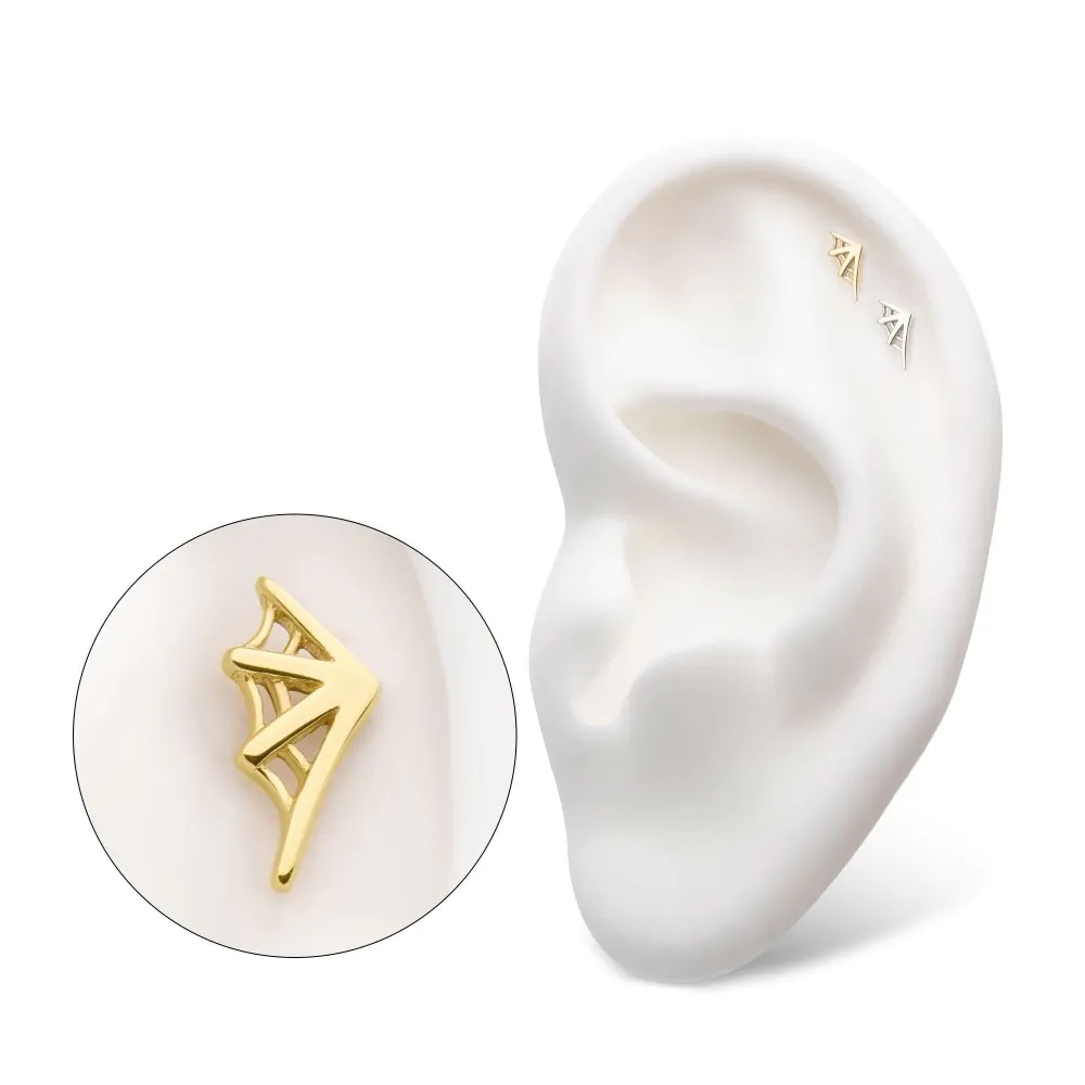 14Kt Gold Threadless Spiderweb Top (Left Ear) - Image 3
