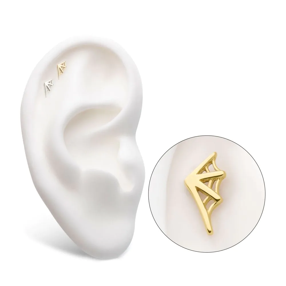 14Kt Gold Threadless Spiderweb Top (Right Ear) - Image 2