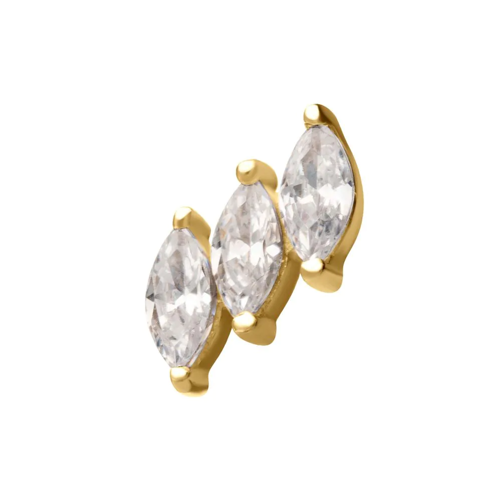 14Kt Gold Threadless Staggered Cluster Prong Set Marquise Gem Top - Image 4