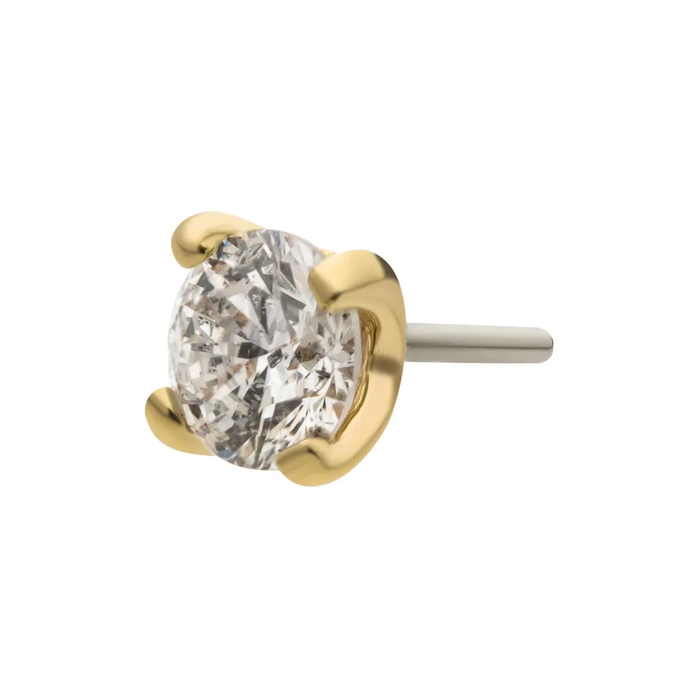 14Kt Gold Threadless Top with 4-Prong Round Lab-Grown Diamond - Image 3