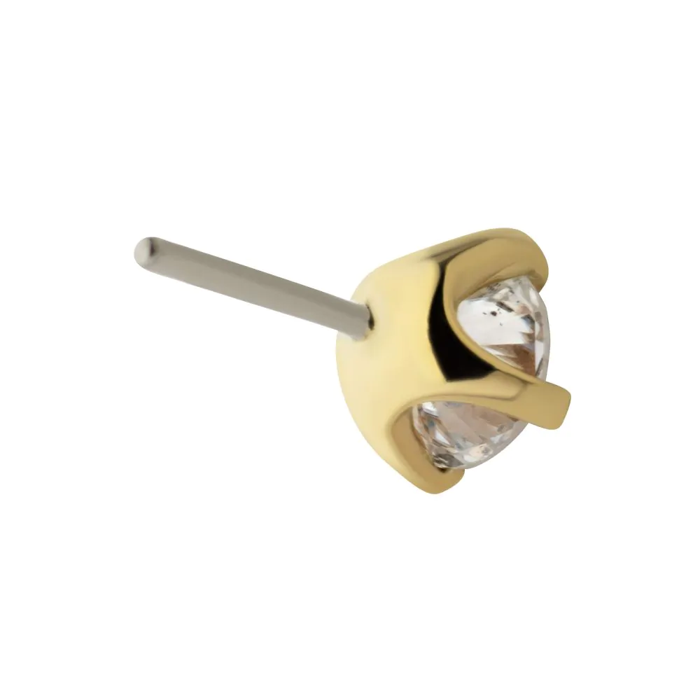14Kt Gold Threadless Top with 4-Prong Round Lab-Grown Diamond - Image 4