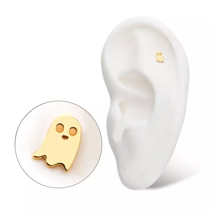 14Kt Gold Threadless with Ghost Top - Image 5