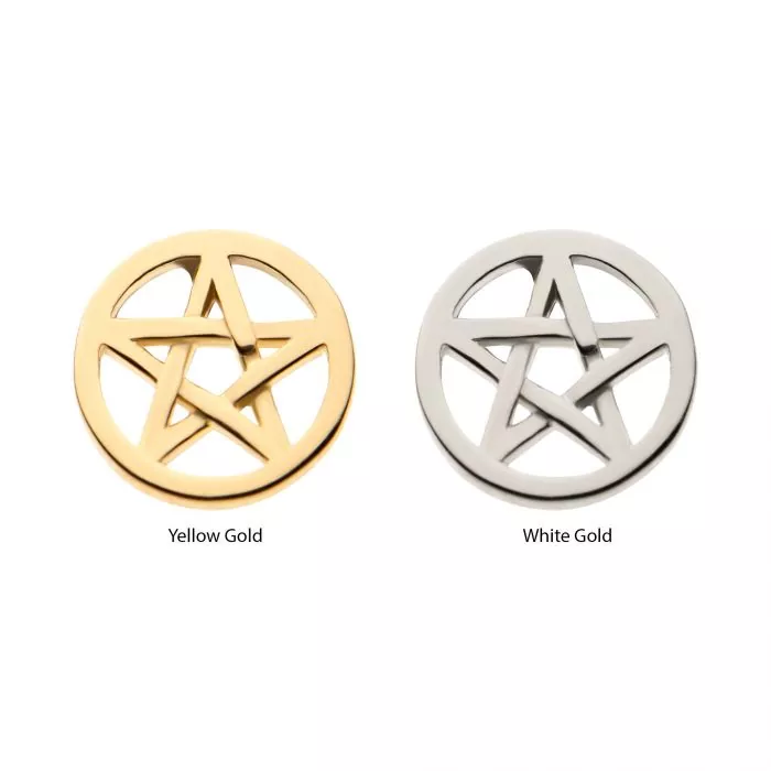 14Kt Gold Threadless with Pentagram Top - Image 2