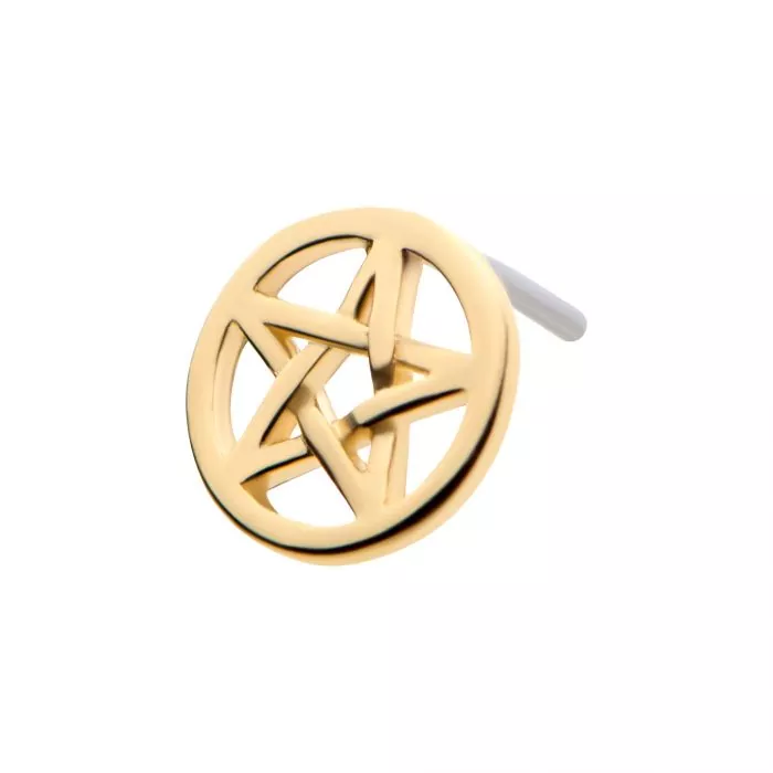 14Kt Gold Threadless with Pentagram Top - Image 3