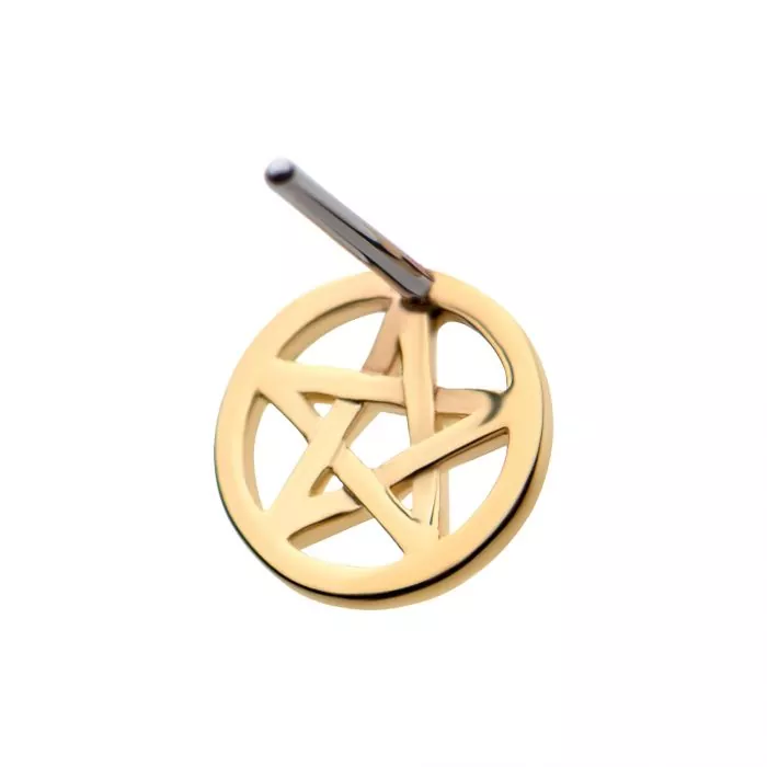 14Kt Gold Threadless with Pentagram Top - Image 4