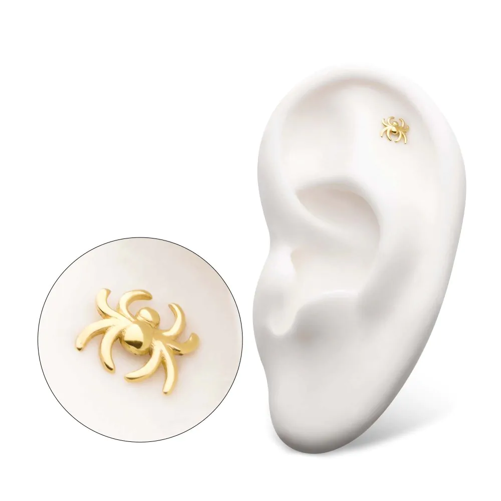 14Kt Gold Threadless with Spider Top - Image 2