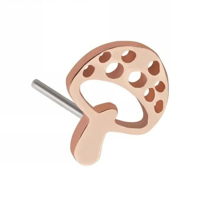 14Kt Rose Gold Threadless with Flat Mushroom Top - Image 2