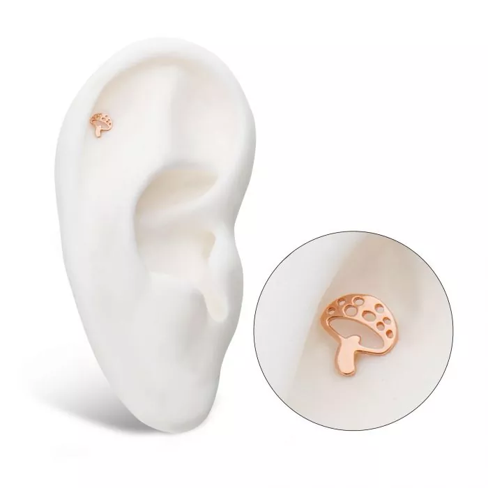 14Kt Rose Gold Threadless with Flat Mushroom Top - Image 3