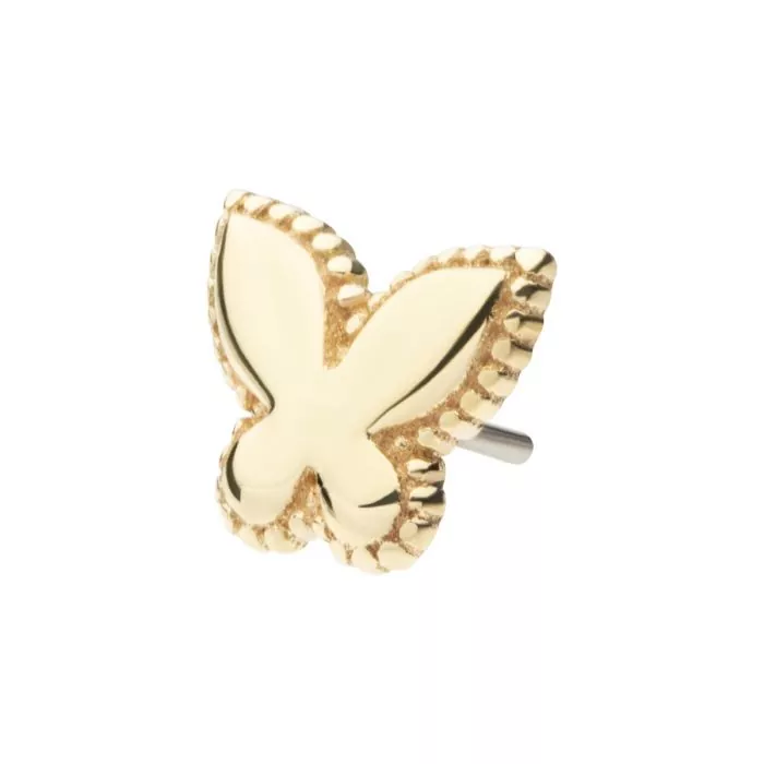 14Kt Yellow Gold Threadless Beaded Edge Butterfly Top - Image 2