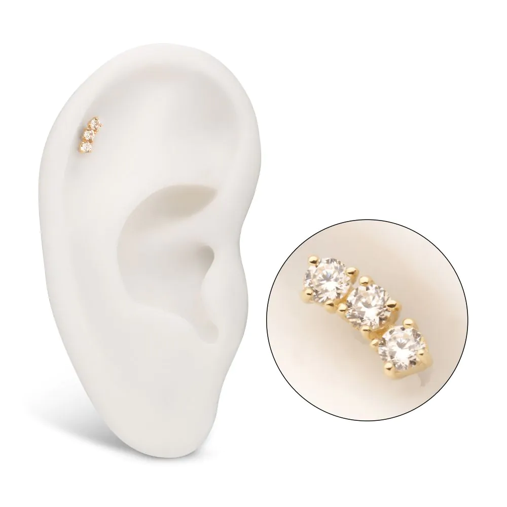 14Kt Yellow Gold Threadless Centered Gem Curved Cluster Top - Image 2