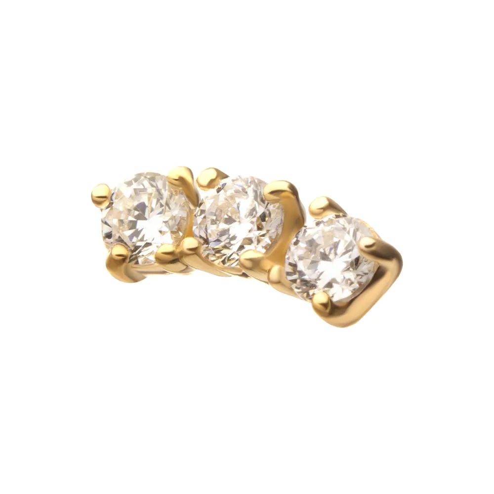 14Kt Yellow Gold Threadless Centered Gem Curved Cluster Top - Image 3