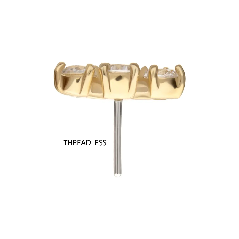 14Kt Yellow Gold Threadless Centered Gem Curved Cluster Top - Image 4