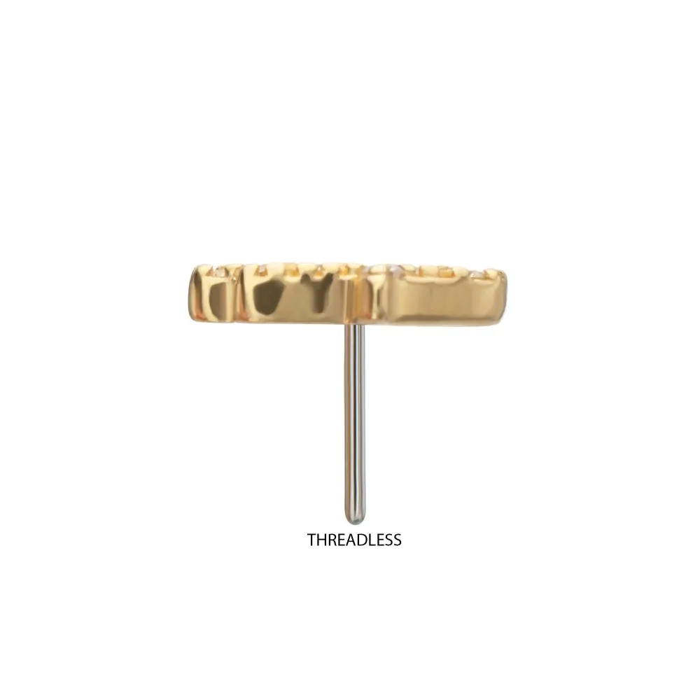 14Kt Yellow Gold Threadless "Divine Hamsa" Paved Gem Top - Image 4