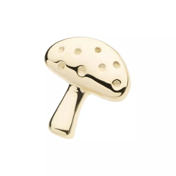 14Kt Yellow Gold Threadless Dotted Mushroom Top - Image 2