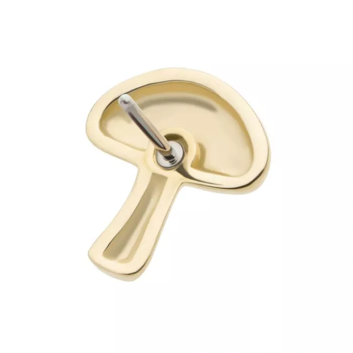 14Kt Yellow Gold Threadless Dotted Mushroom Top - Image 3