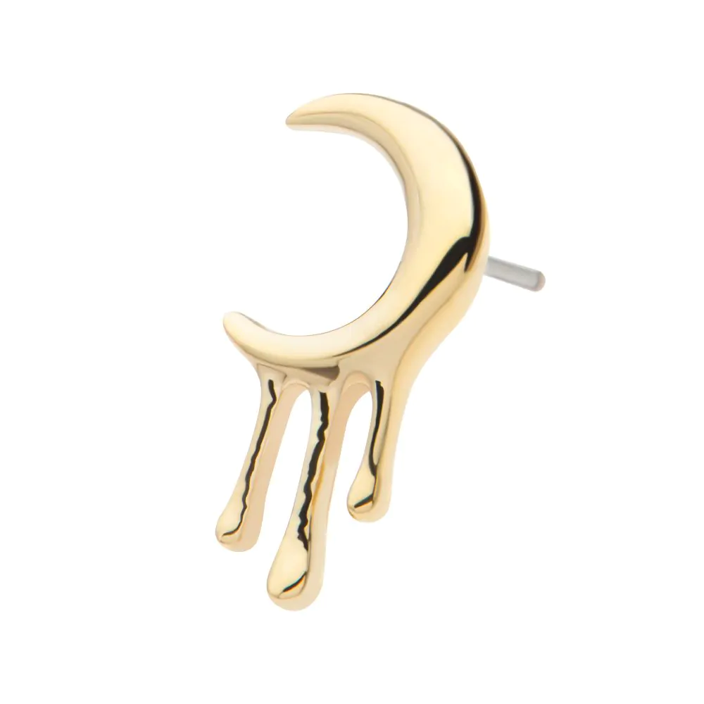 14Kt Yellow Gold Threadless Dripping Crescent Moon Top - Image 4