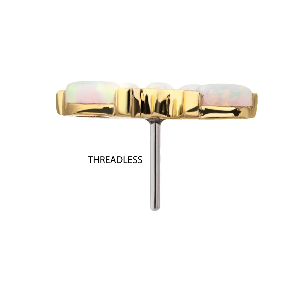 14Kt Yellow Gold Threadless Fan Shape Top with 5-Cluster Marquise Prong Opal - Image 5