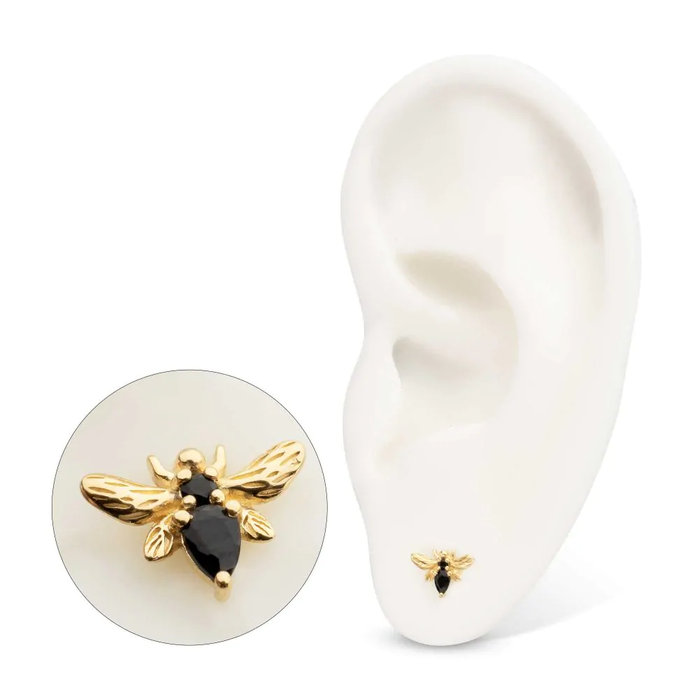 14Kt Yellow Gold Threadless "Golden Bee" Gem Top - Image 2