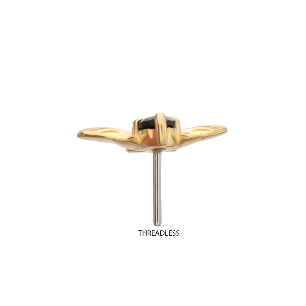 14Kt Yellow Gold Threadless "Golden Bee" Gem Top - Image 4