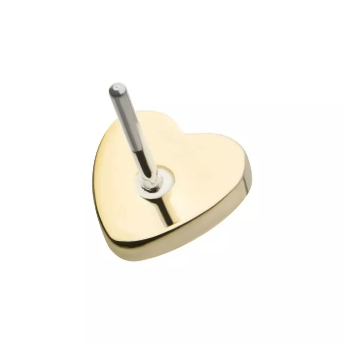 14Kt Yellow Gold Threadless Hammered Heart Top - Image 2