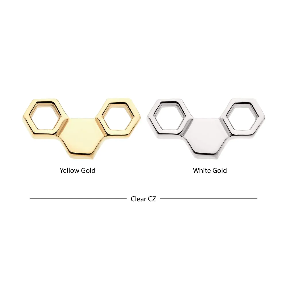 14Kt Yellow Gold Threadless Honeycomb Top - Image 3